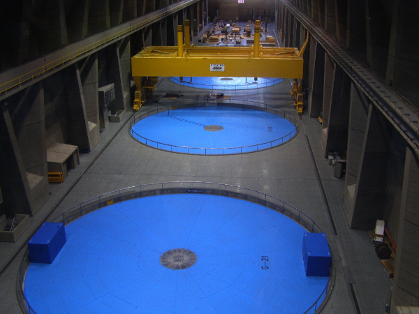 rotator shaft heads at hydroelectric dam